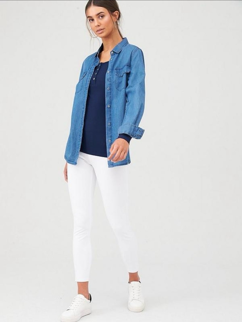 SPANX White Denim Ankle Skinny Leggings Jeans XS